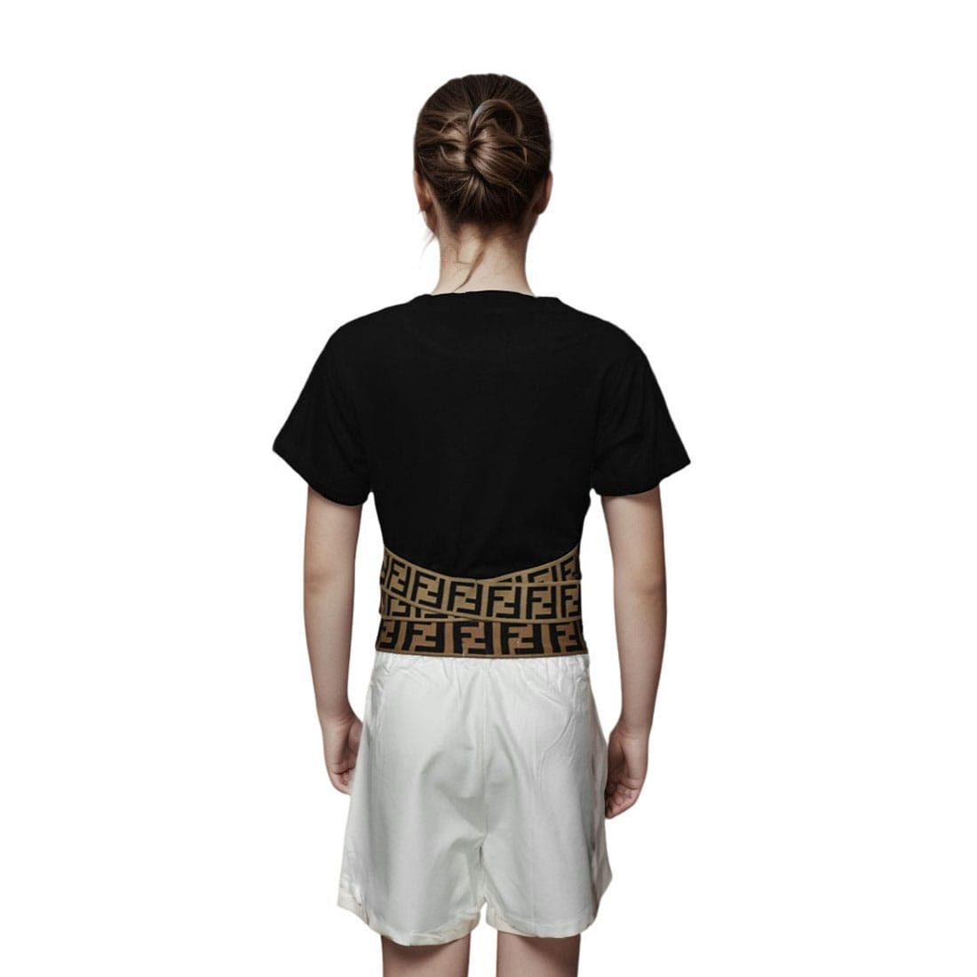 Fendi logo Printed Black Premium Girls Co-ord Set-1