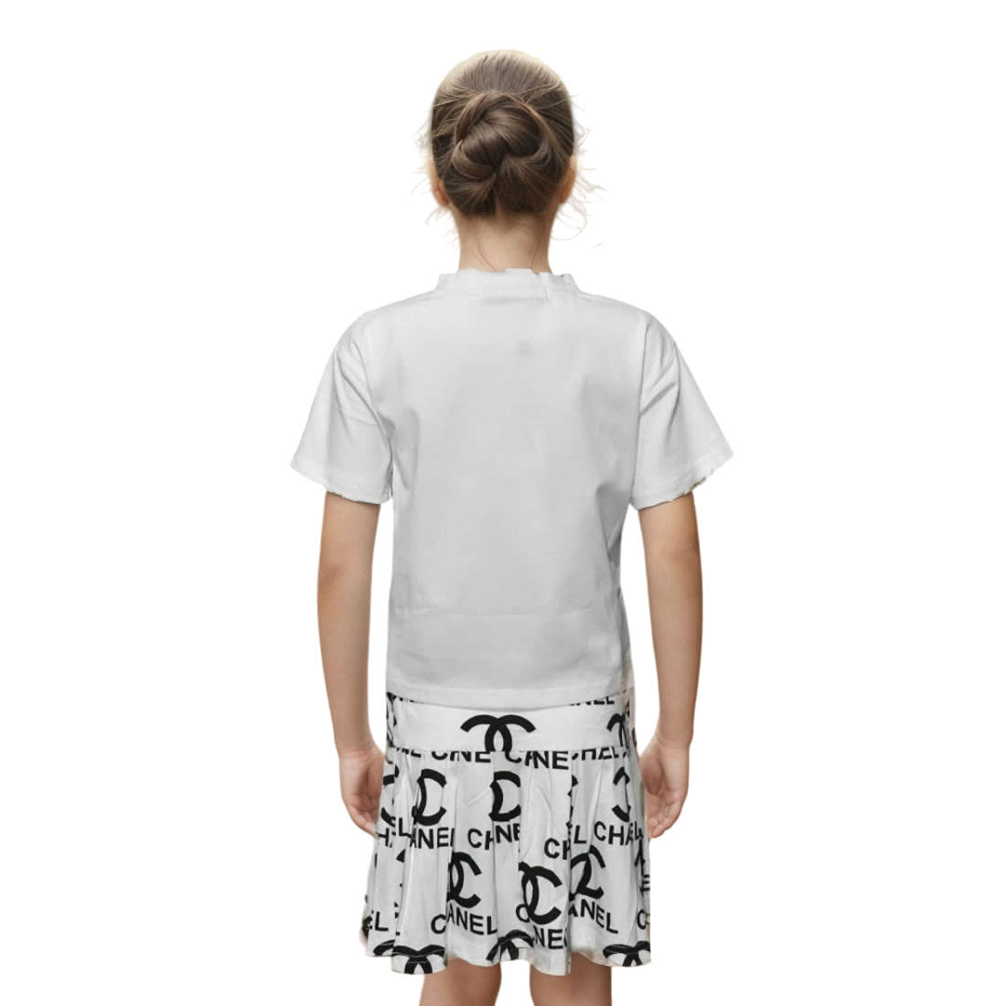 Chanel Embroidered logo White Premium Girls Co-ord Set-1