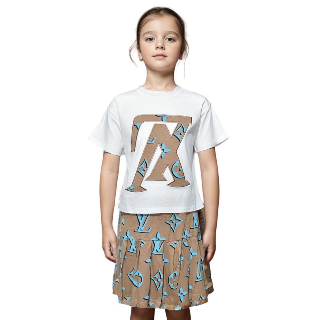 Louis Vuitton Signature Print White Girls Co-ord Set-0
