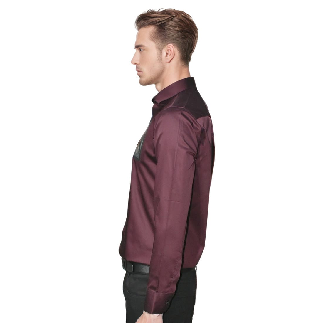 Armani Exchange Wine Premium Pocket Logo Shirt-2