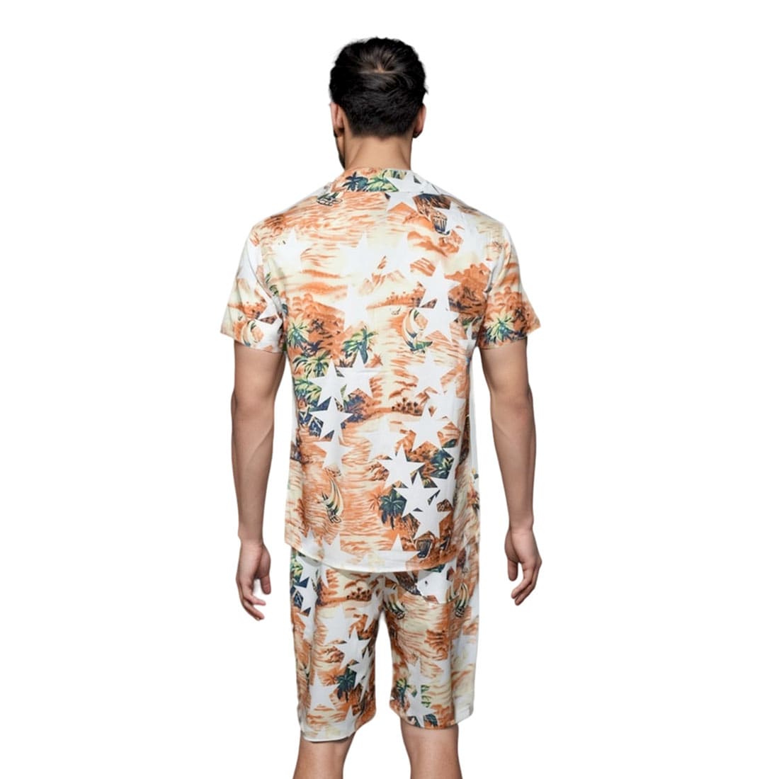 Amiri Tropical star Print White & Orange Shirt & Shorts Combo-1