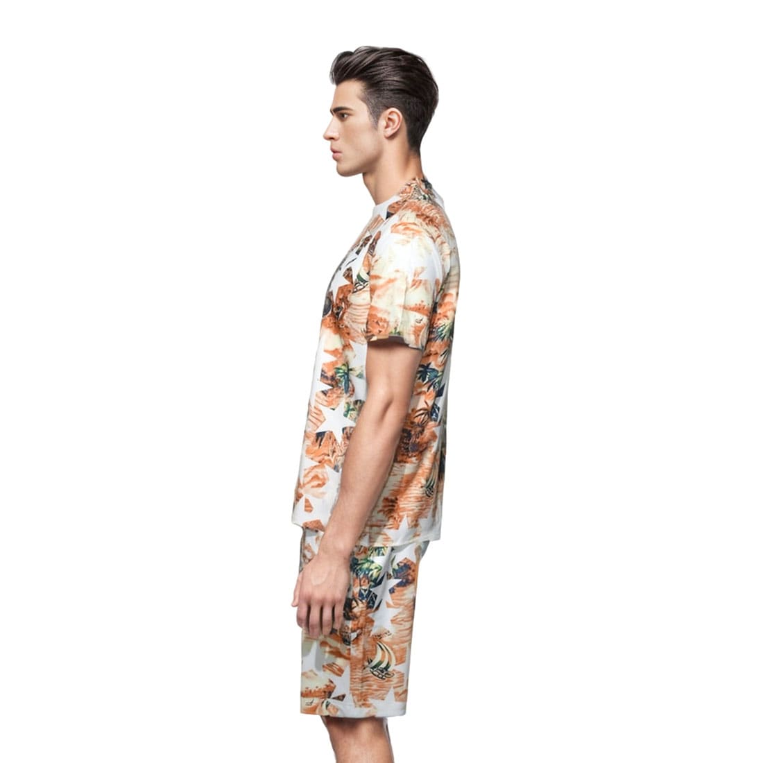 Amiri Tropical star Print White & Orange Shirt & Shorts Combo-2