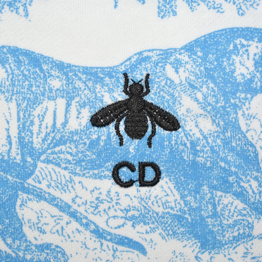 Dior Bee Embroidery Blue & White Premium Girls Dress-3