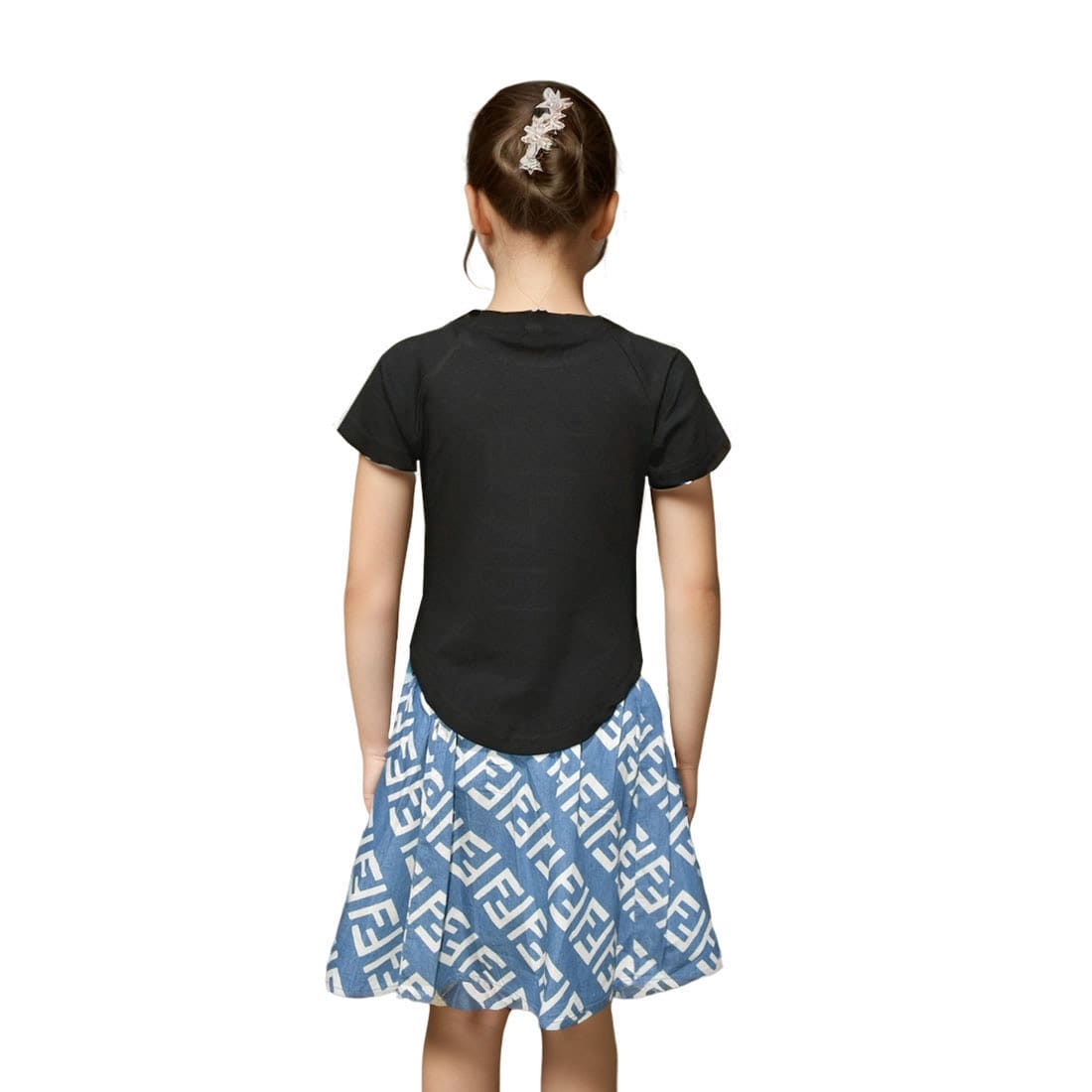 Fendi Embroidery logo Black Premium Girls Co-ord Set-1