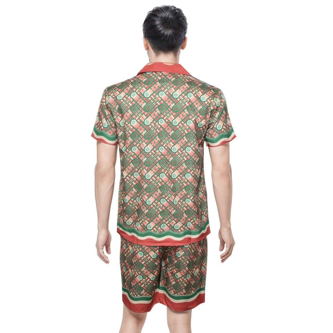 Casablanca Paris Red & Green Mens Shirt & Shorts Combo-1