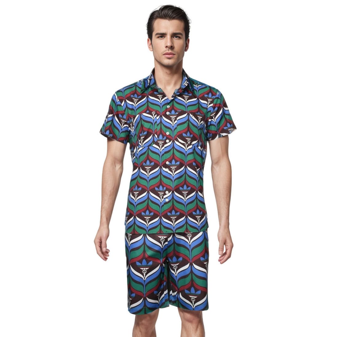 Gucci x Adidas Green & Red Premium Shirt & Shorts Combo-0