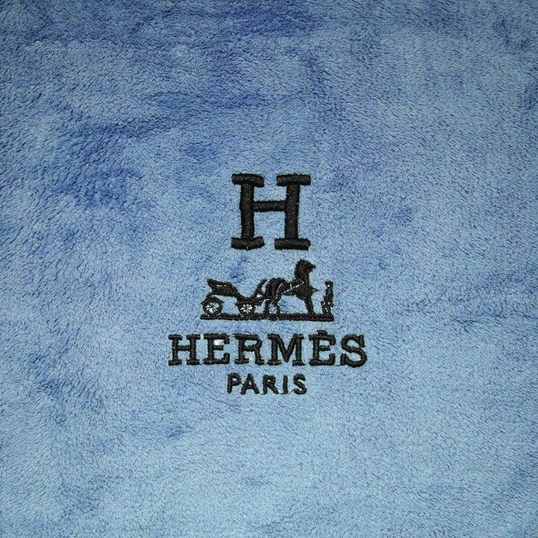 Hermes Paris Embroidery Logo Blue Towels - Set of 2-1