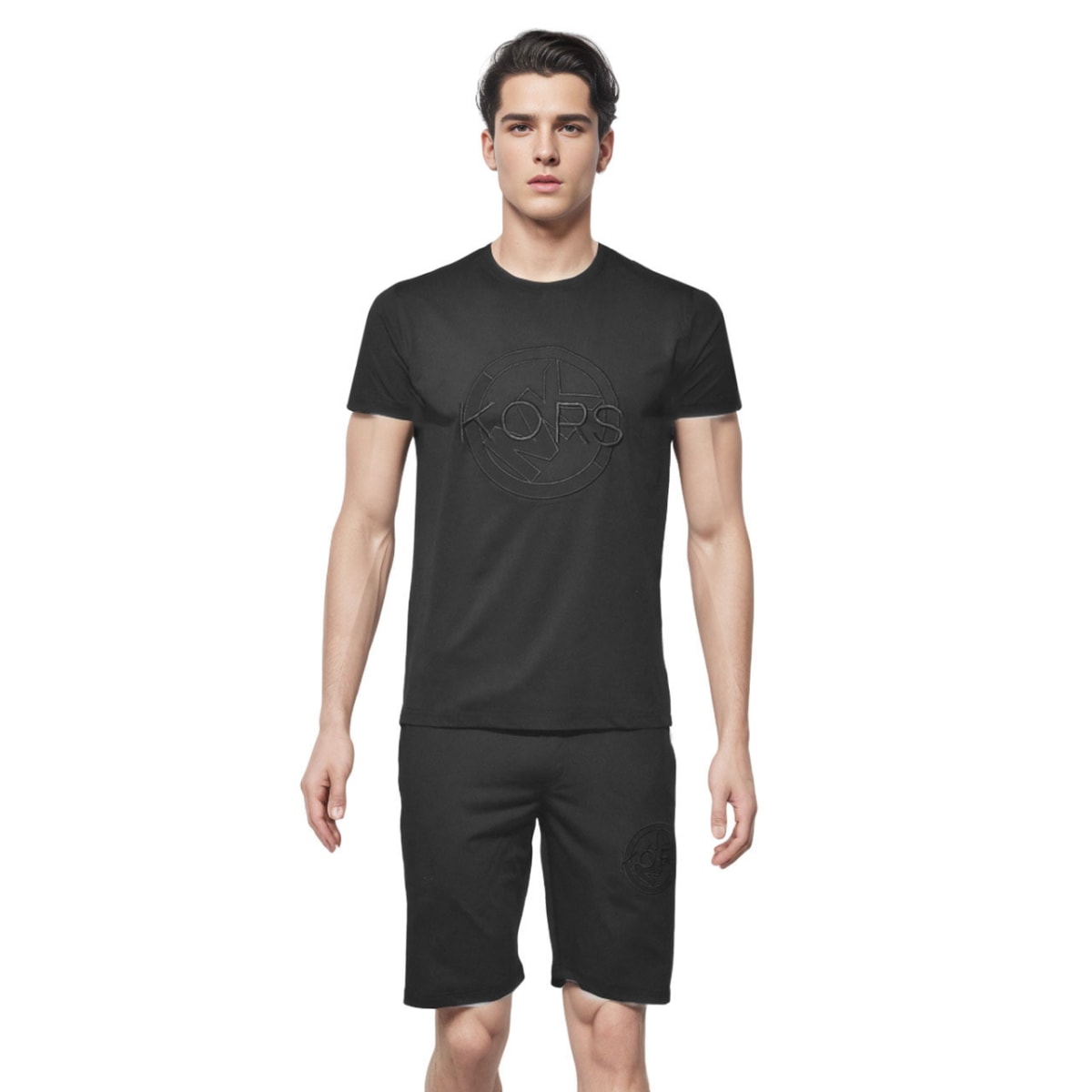 Michael Kors Embroidered Black Premium T-shirt & Shorts Combo-0