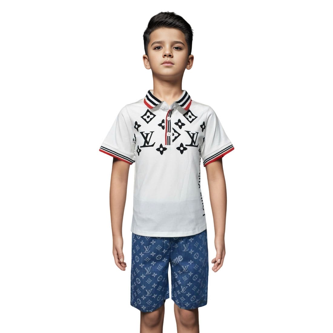 Louis Vuitton White Monogram Premium Kids Co-ord Set-0