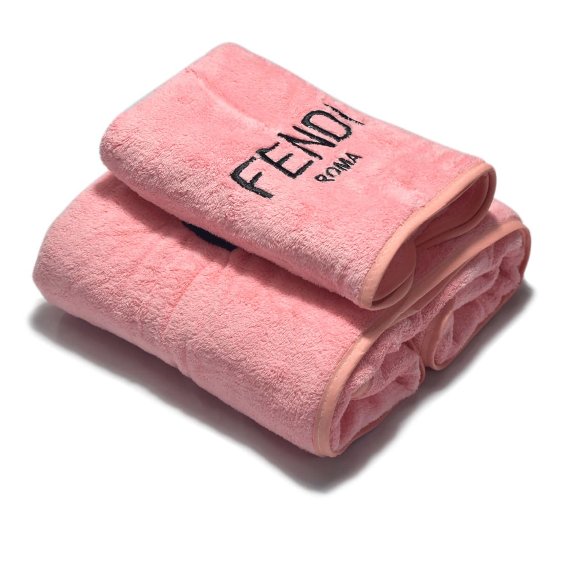 Fendi Roma Embroidered Pink Premium Towels - Set of 2-0
