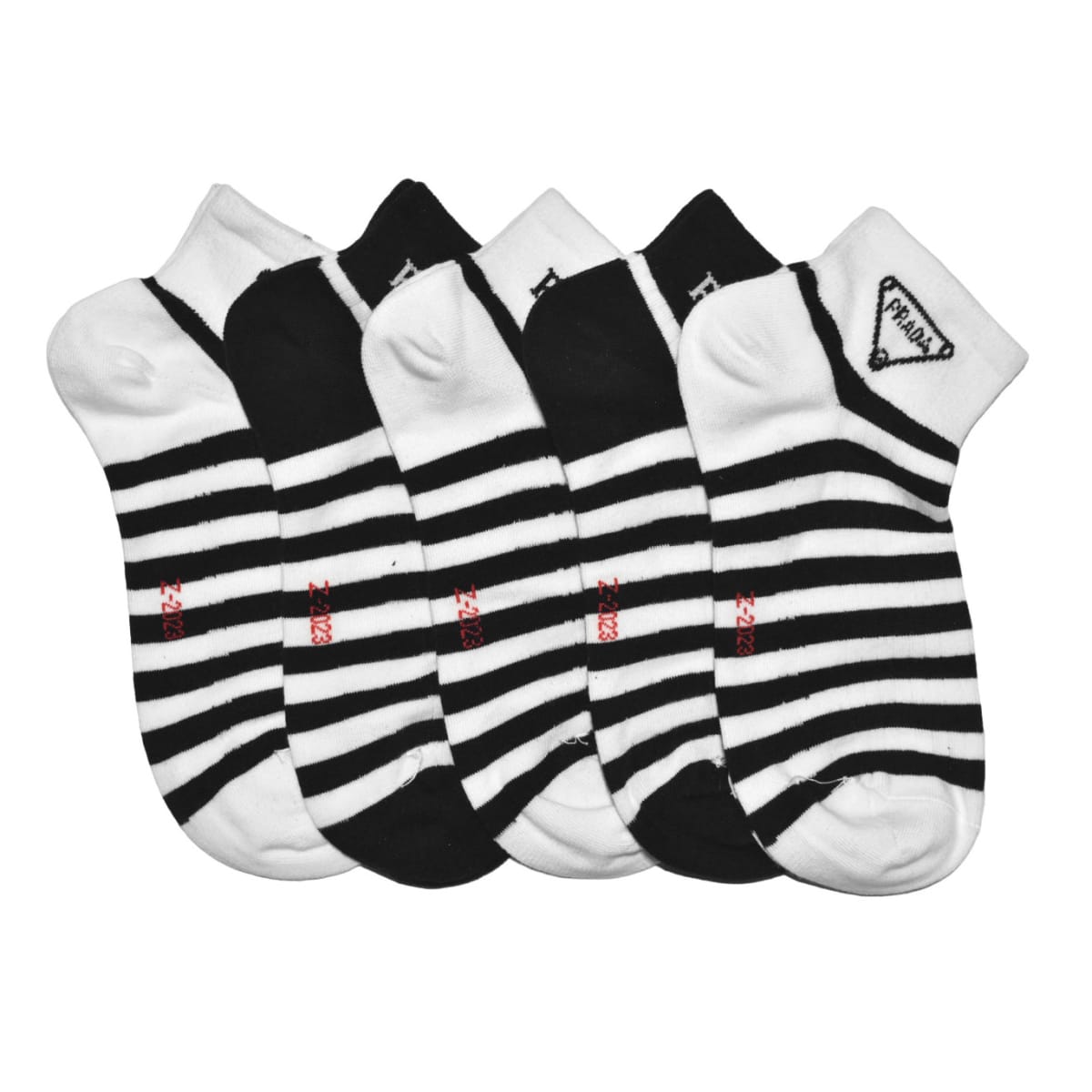 Prada White & Black Premium Low Anklet Socks-0