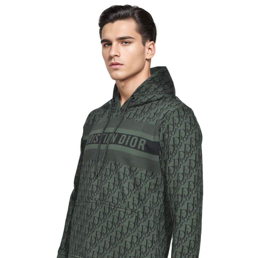 Dior Green Monogram Printed Premium Hoodie-0