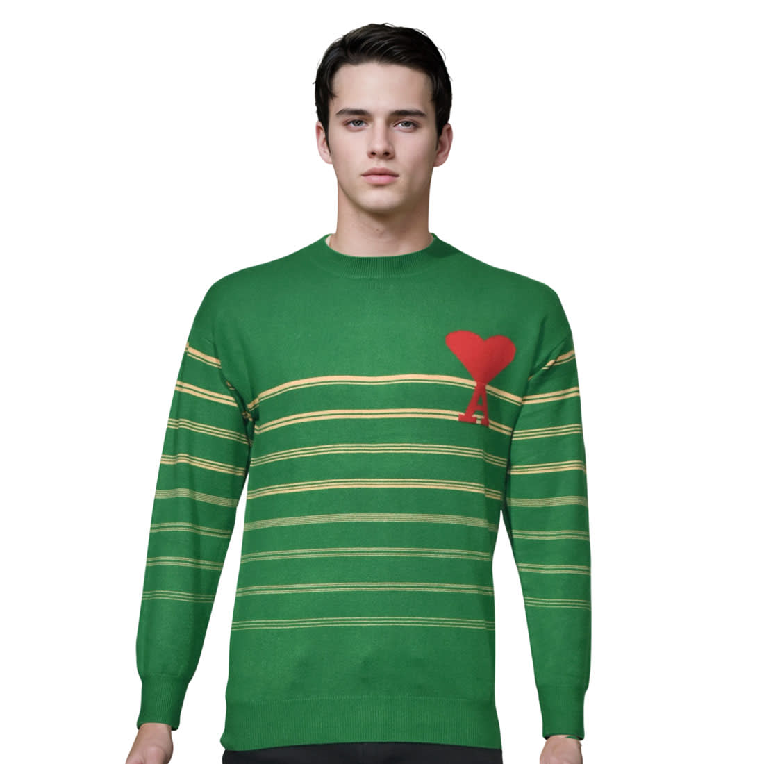 AMI Green Authentic Crewneck Pullover-1