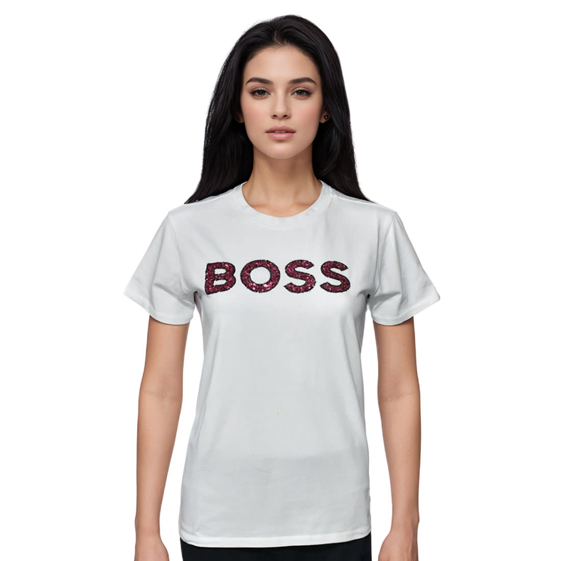 BOSS White Premium Quality Women T-shirt-0