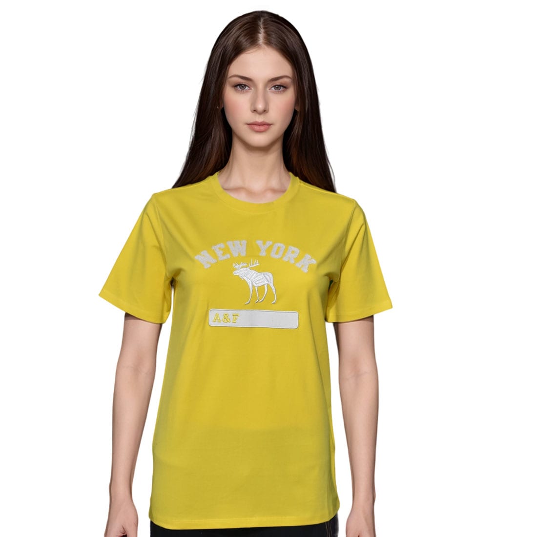 Abercrombie Yellow Premium Quality Women T-shirt-0