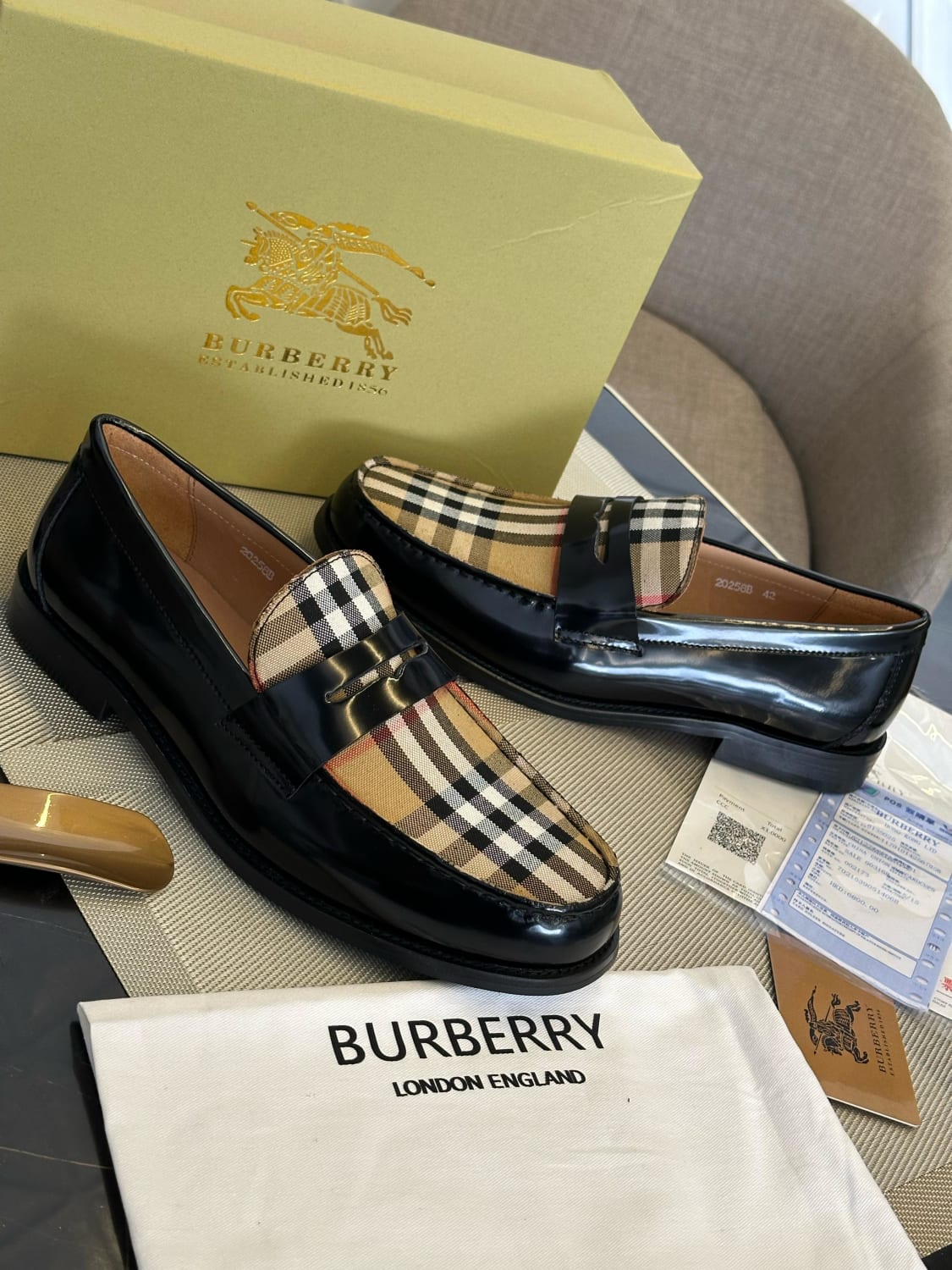 Burberry Matte Black Premium Quality Leather Loafers-3