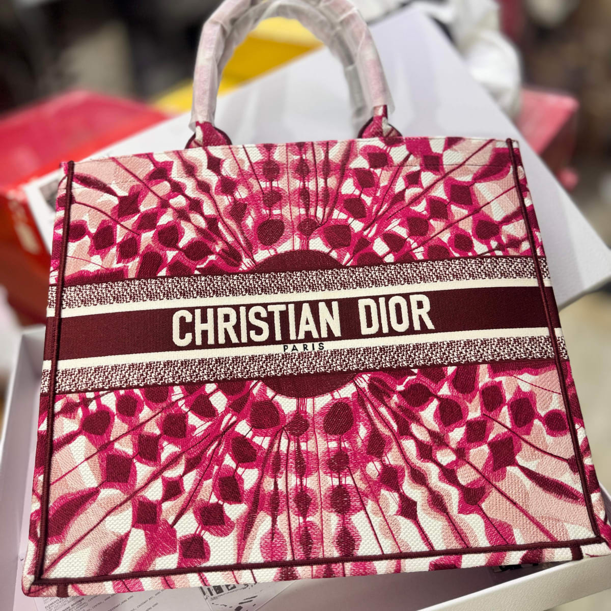Christian Dior Book Red Tote Bag-0