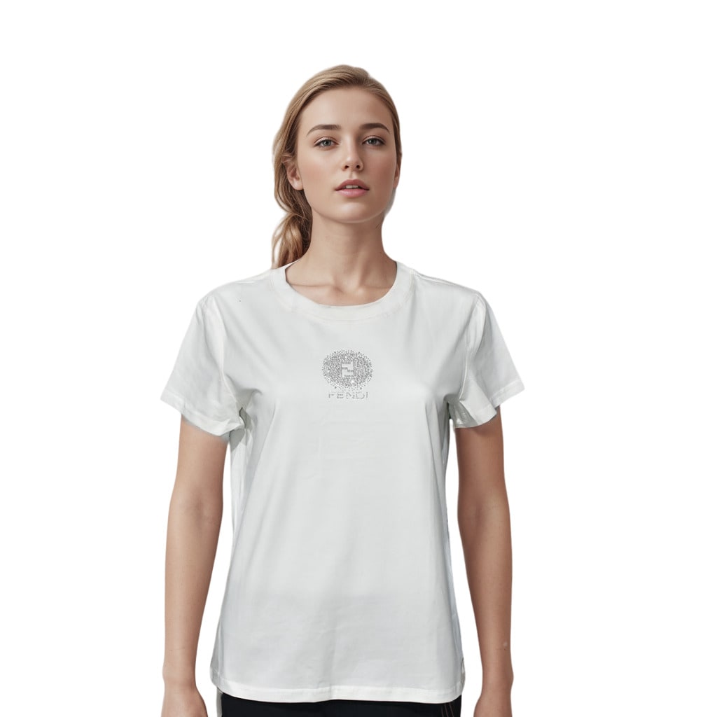 Fendi White Premium Quality Women T-shirt-0