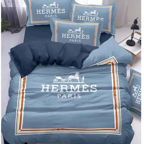 Hermes Blue Premium Quality Bedsheet-0