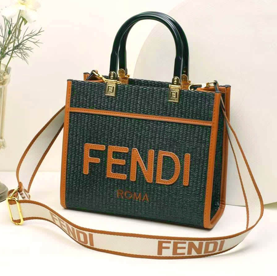 Fendi Roma Nylon Green Shoulder Bag-0