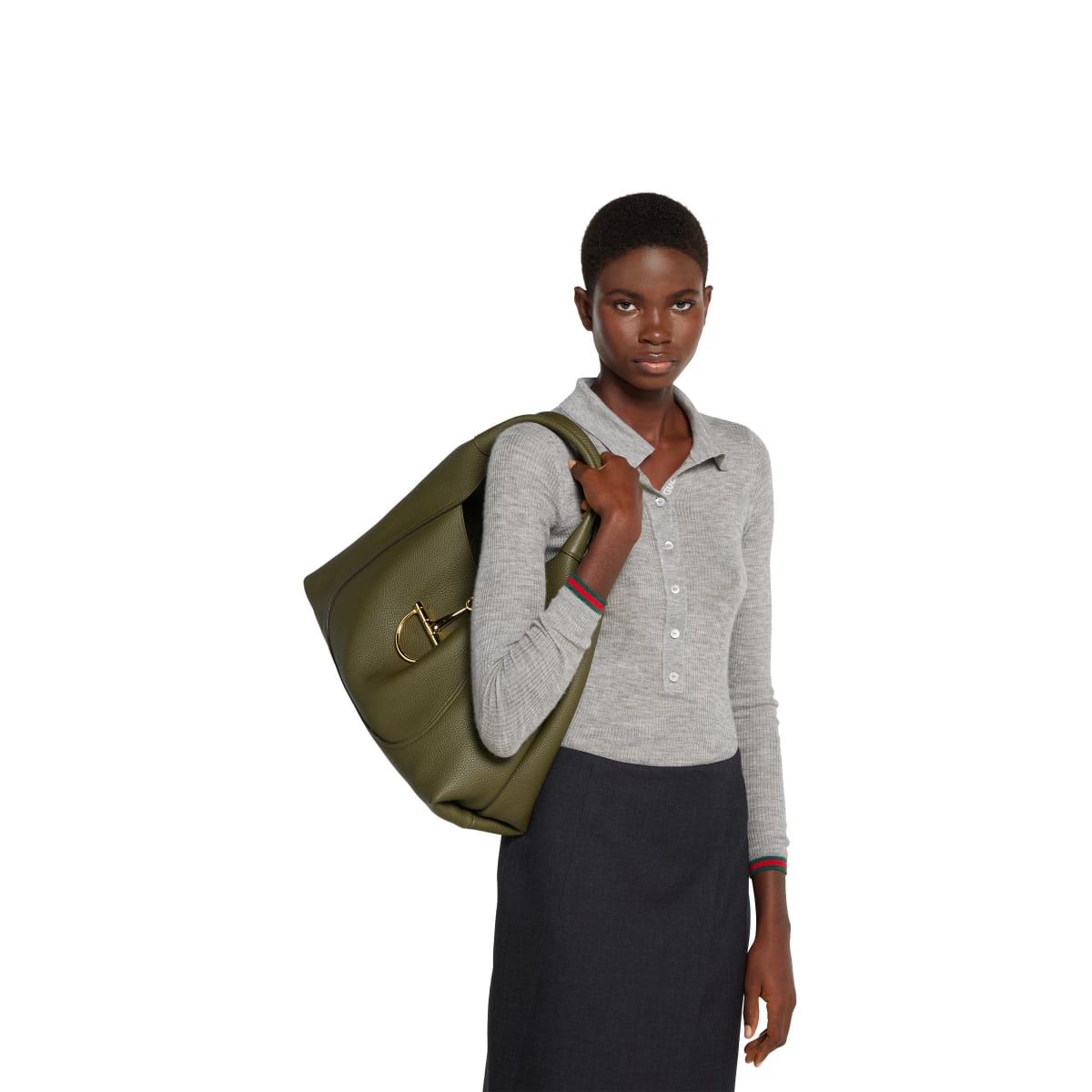 Gucci Softbit Maxi Green Shoulder Bag-6