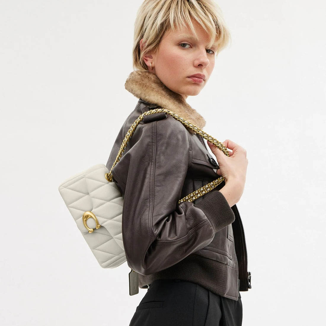 Coach Tabby 26 With Pillow Quilting White Shoulder Bag-5