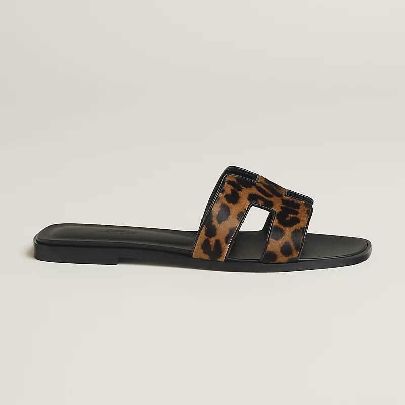 Hermes Oran Black Flat Sandals-0