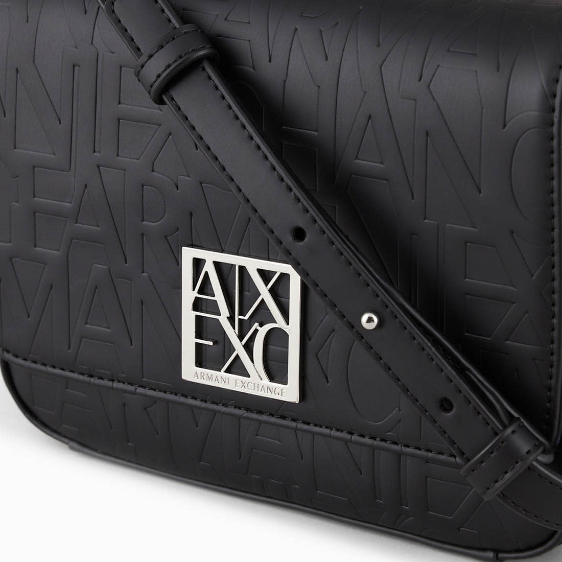 Armani Exchange Emboss Logo Black Crossbody Shoulder Bag-3