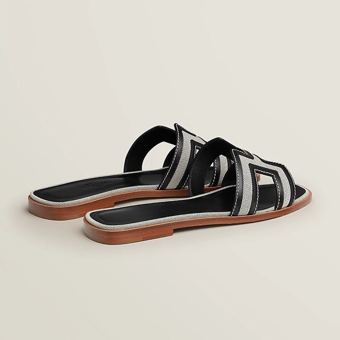 Hermes Oran Black Flat Sandals-2