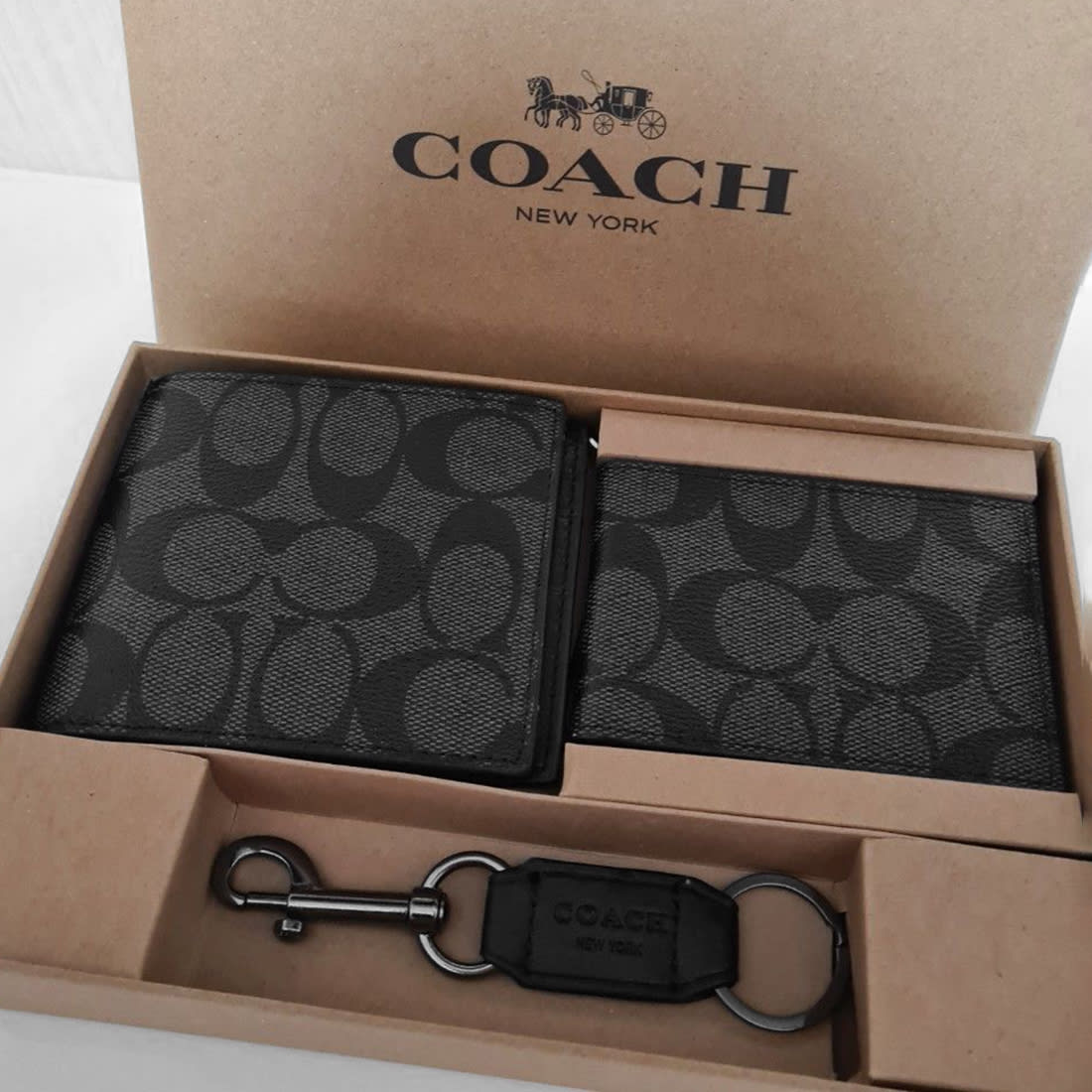 Coach Signature Canvas Black 3-In-1 Wallet-0