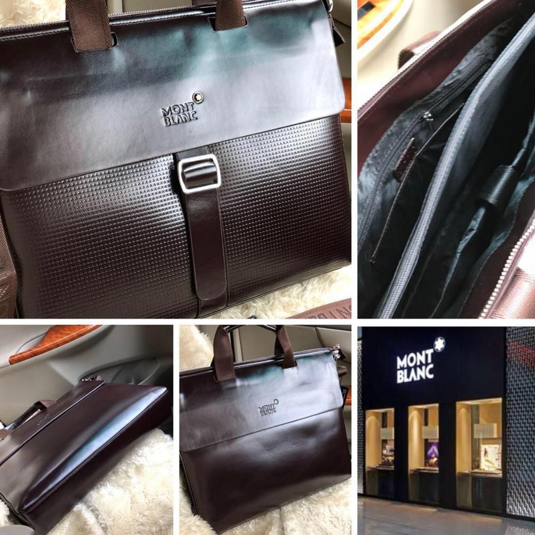Mont Blanc Dark Brown Leather Laptop Bag-1