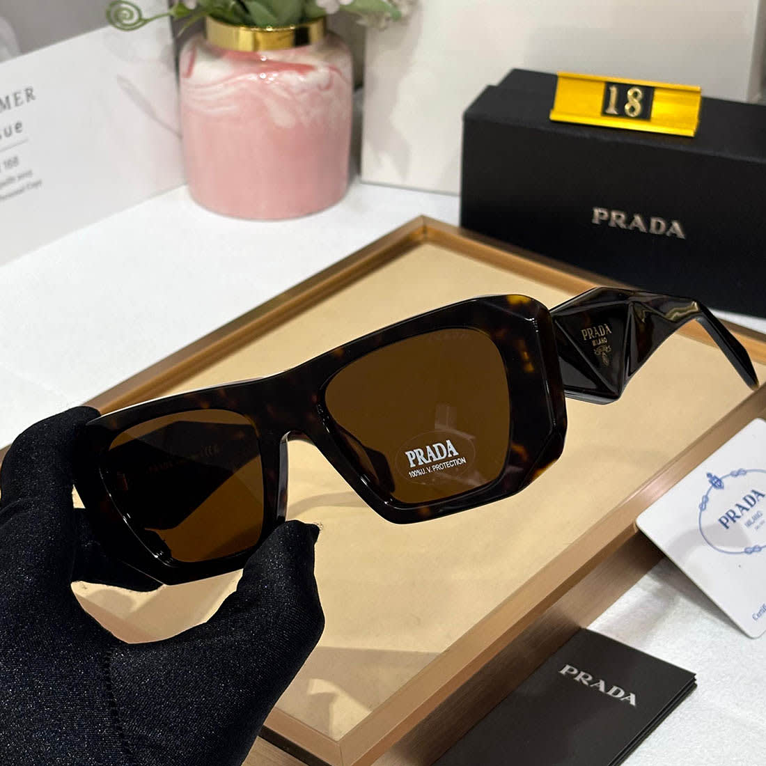 Prada 18W Brown Luxury Women's Sunglasses-3