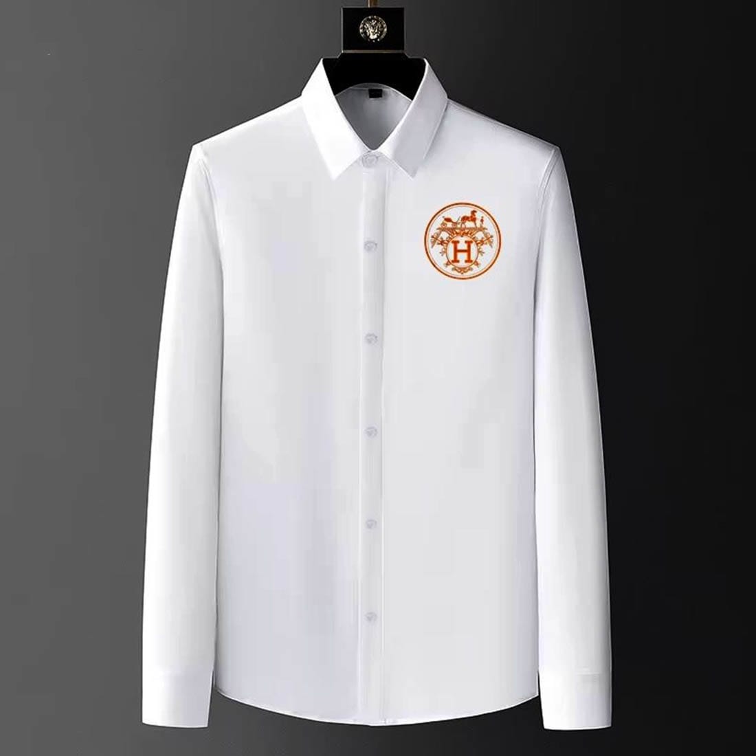 Hermès H Logo Embroidery White Premium Shirt-0