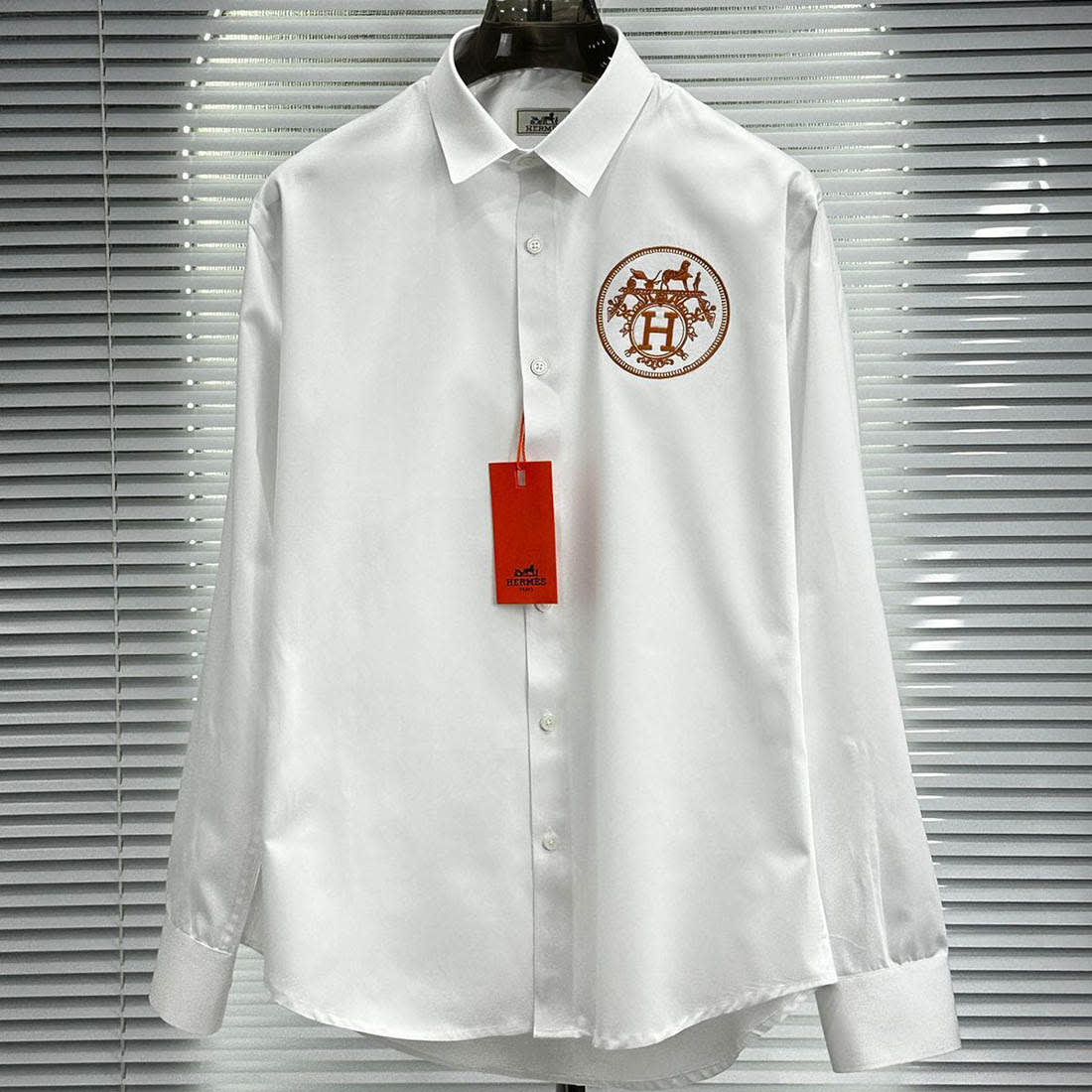 Hermès H Logo Embroidery White Premium Shirt-1