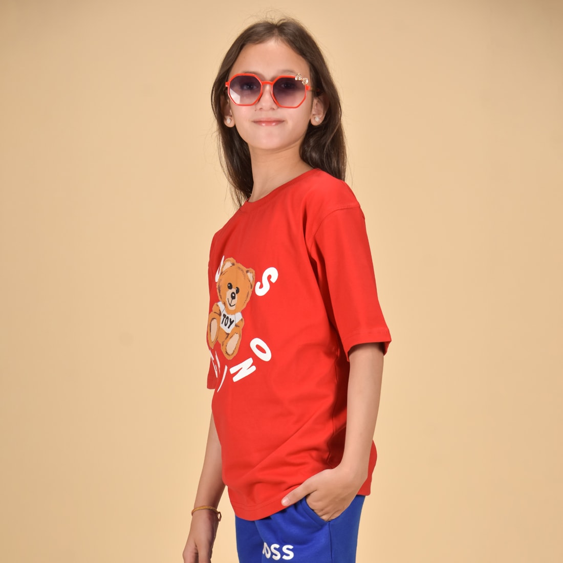 Moschino Red Teddy Print Premium Kids T-shirt-4