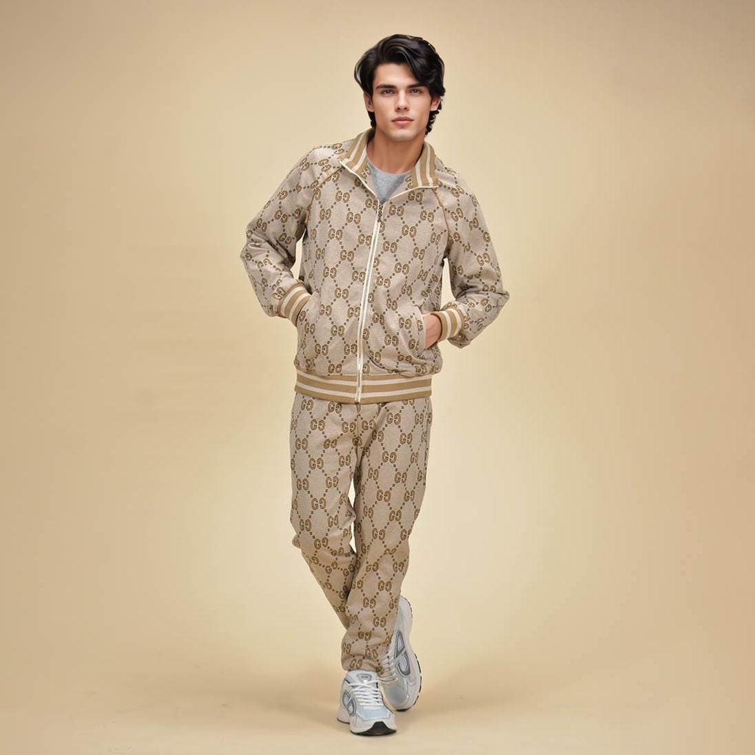 Gucci Cream Premium Beige Canvas Tracksuit-0