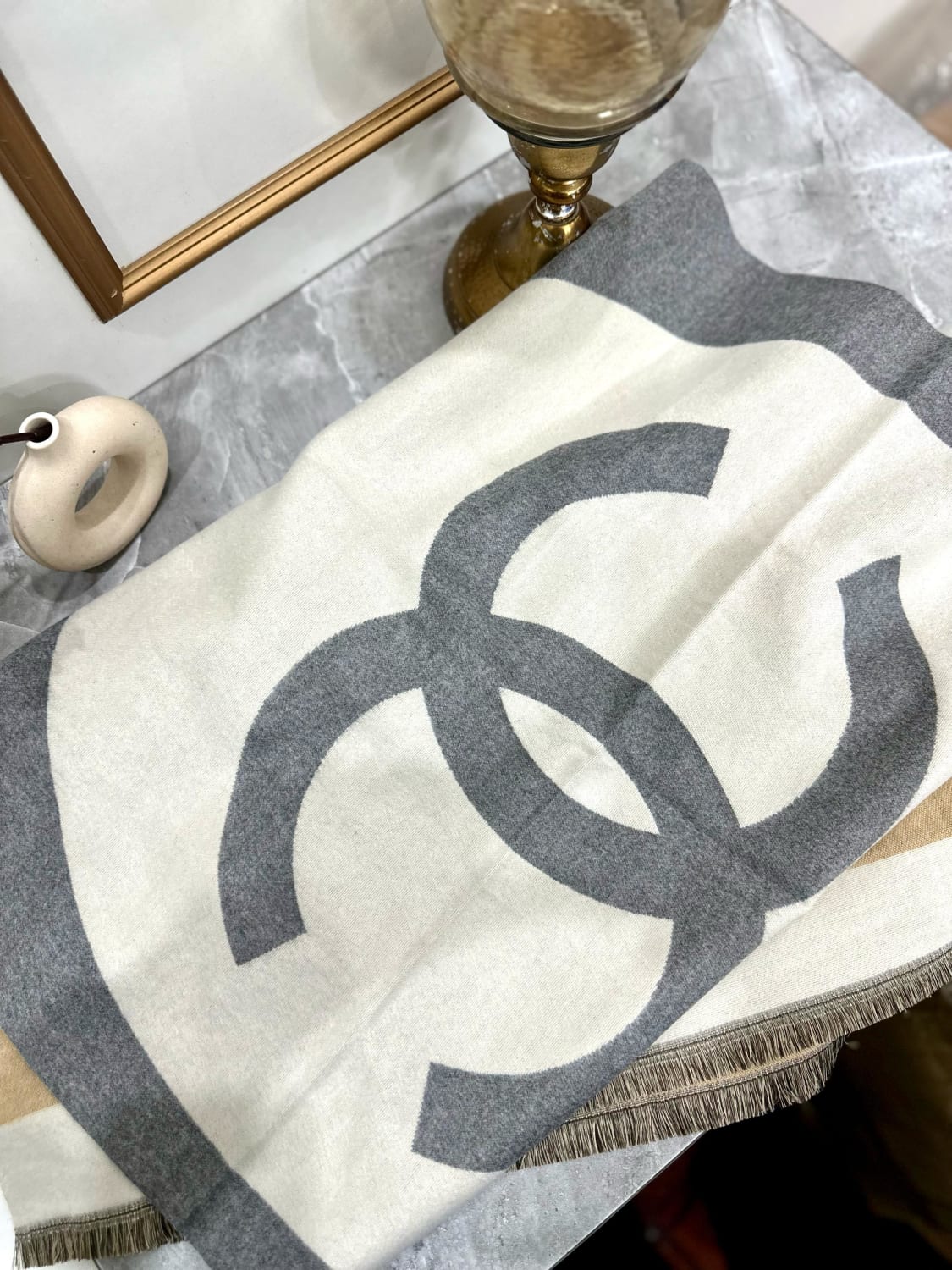 Chanel Reversible Black Woolen Stole-2