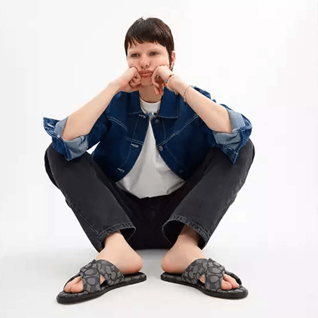 Coach Black Criss Cross Women's Flat Sandal-4