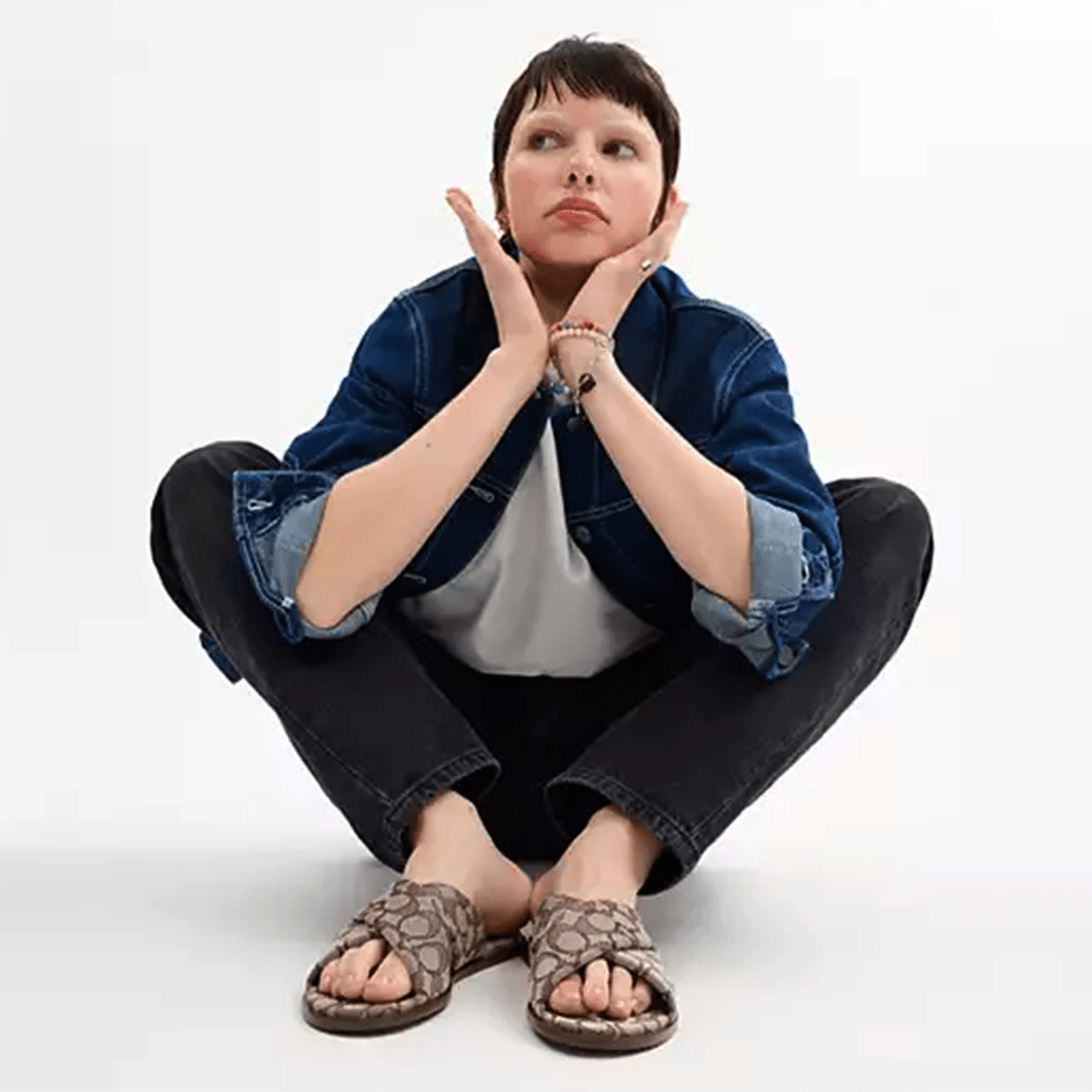 Coach Brown Criss Cross Women's Flat Sandal-3