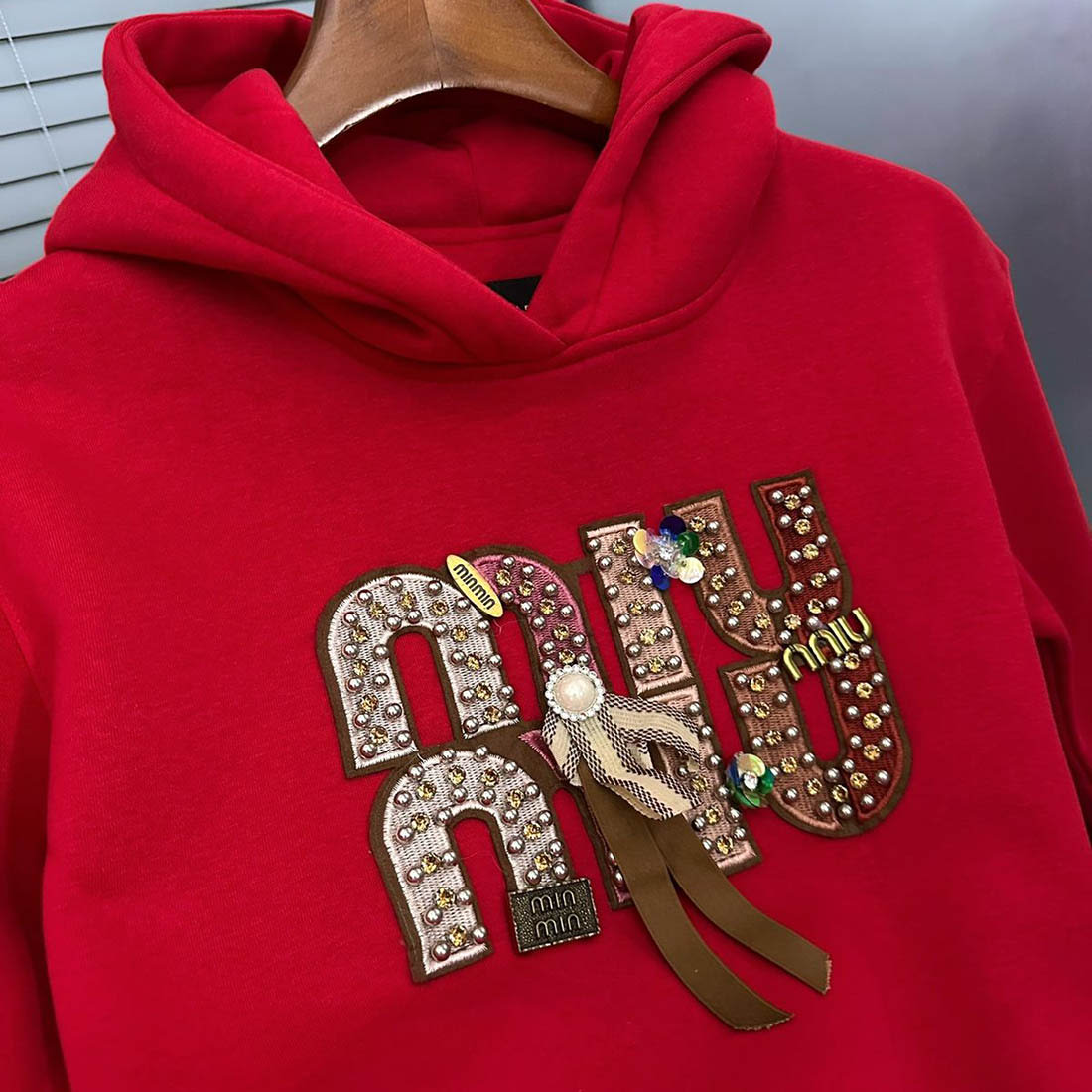Miu Miu Red Embroidered Women Hoodie-2
