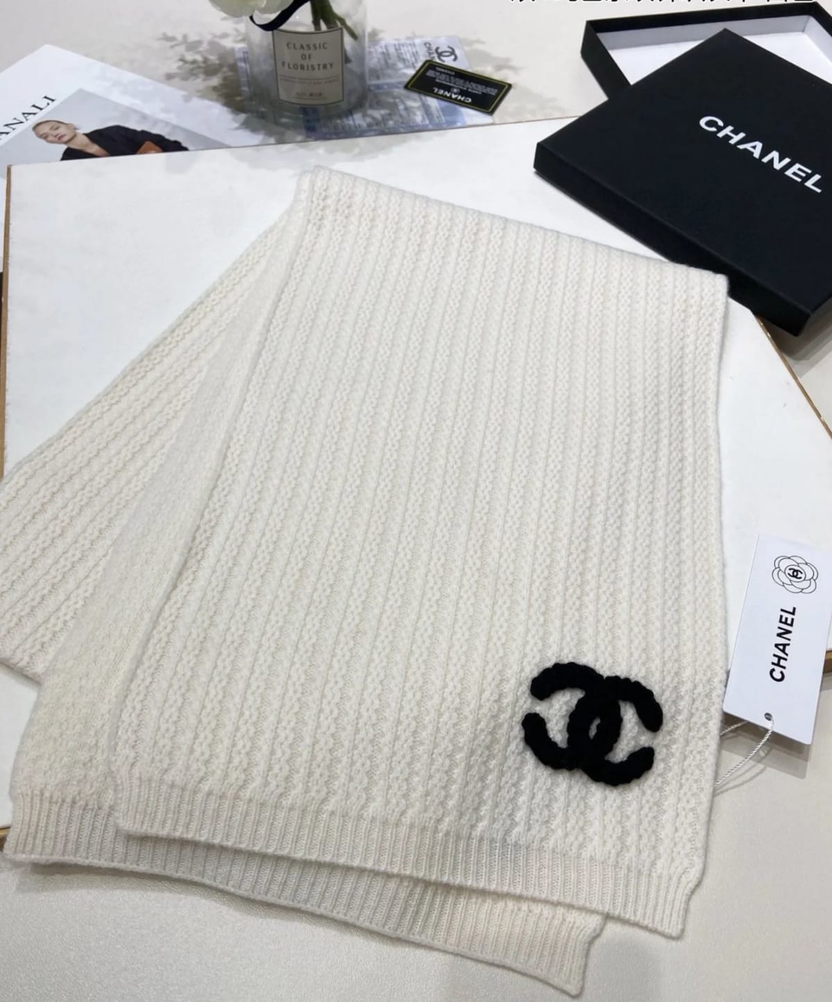 Chanel White Assorted Woollen Muffler-0