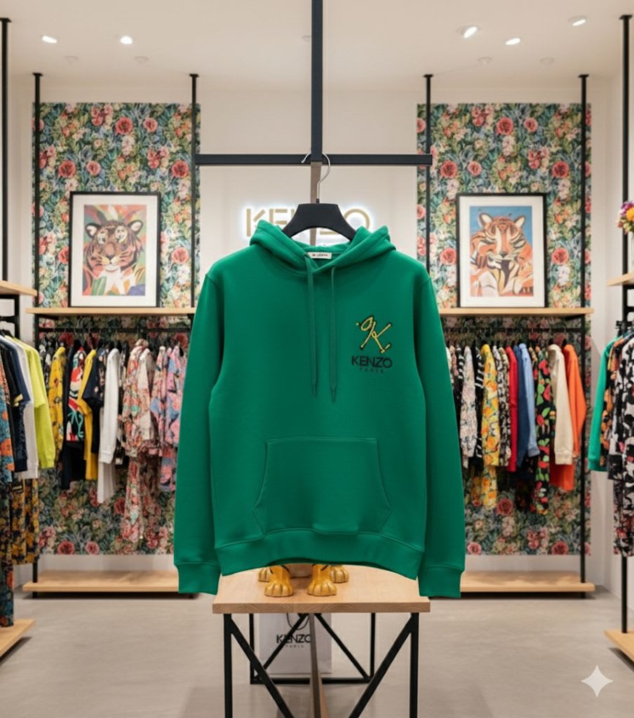 Kenzo Green Premium Quality Cotton Blend Hoodie-4