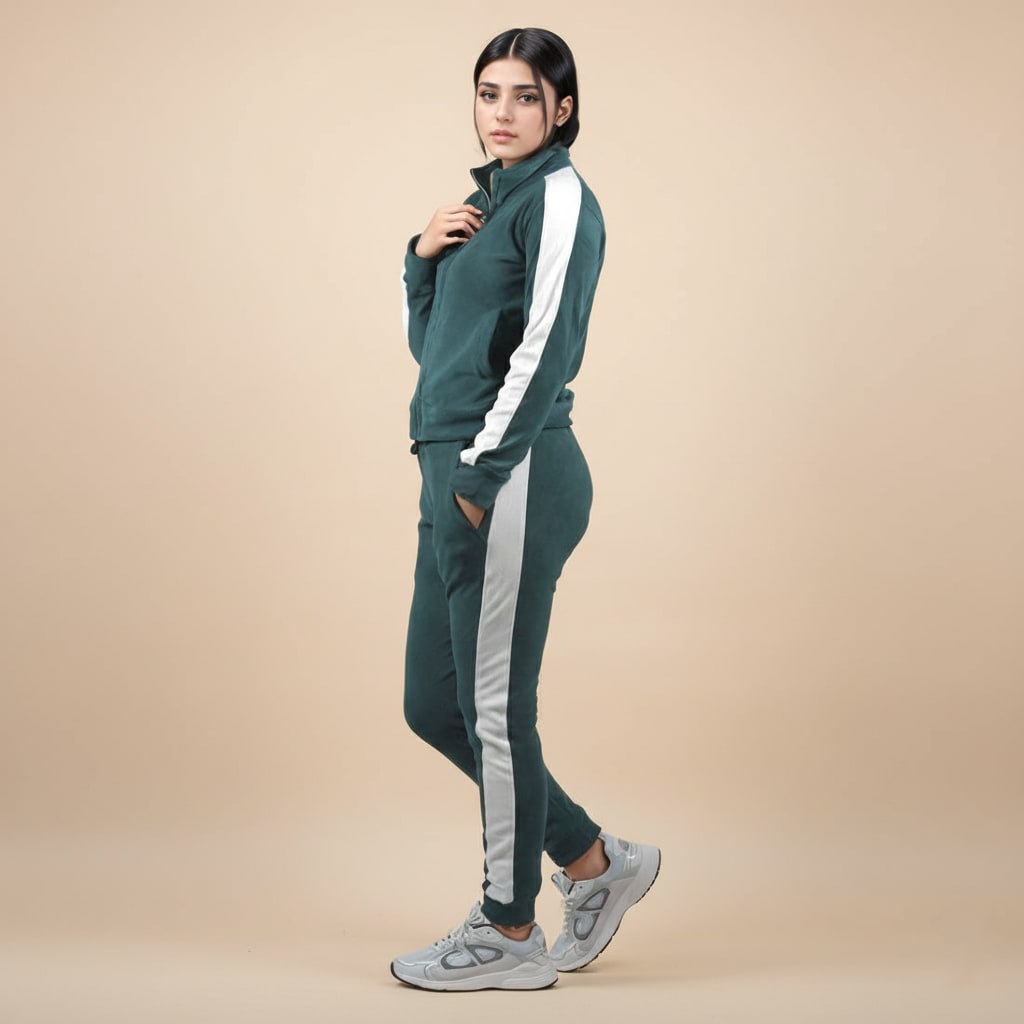 Zara Green & White Premium Quality Tracksuit-1