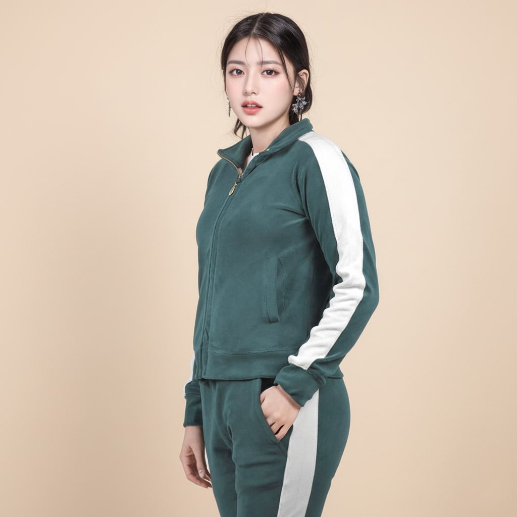 Zara Green & White Premium Quality Tracksuit-0