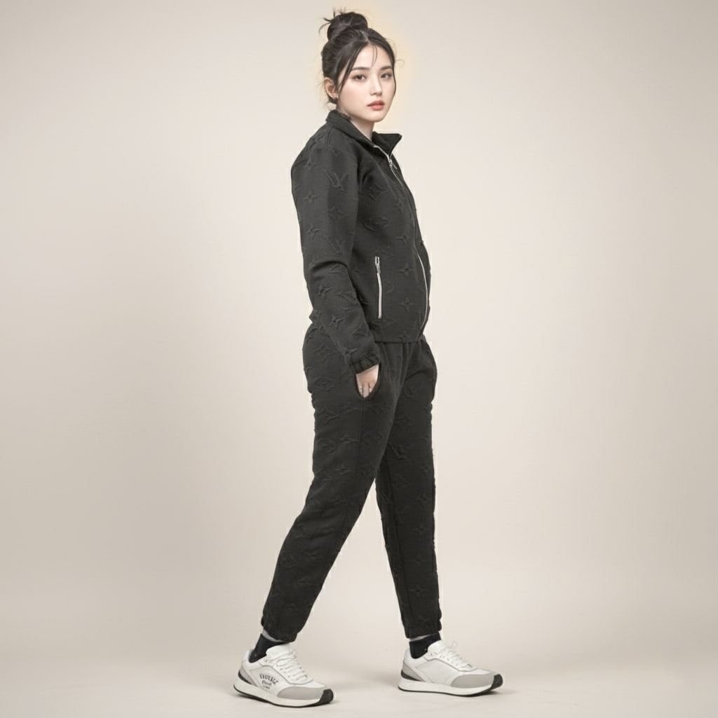 Louis Vuitton Black Premium Quality Cotton Tracksuit-1