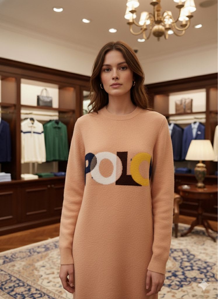 Ralph Lauren Peach Premium Quality Feather Wool Dress-0