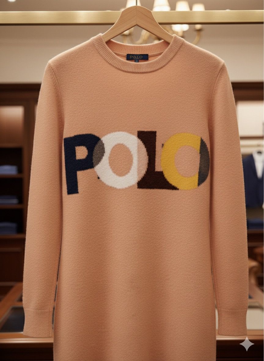 Ralph Lauren Peach Premium Quality Feather Wool Dress-3