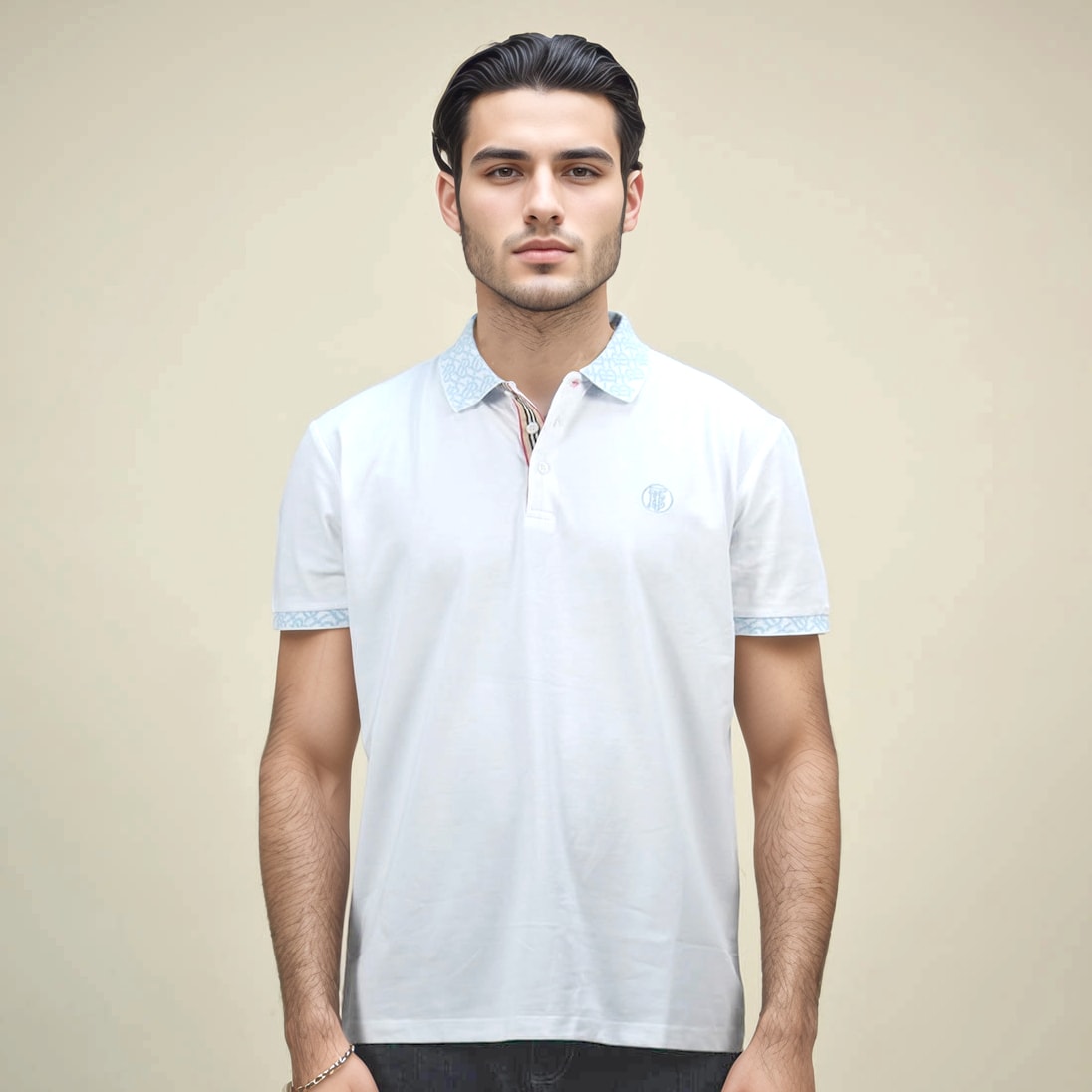 Burberry TB Embroidered White Premium Polo T-shirt-1