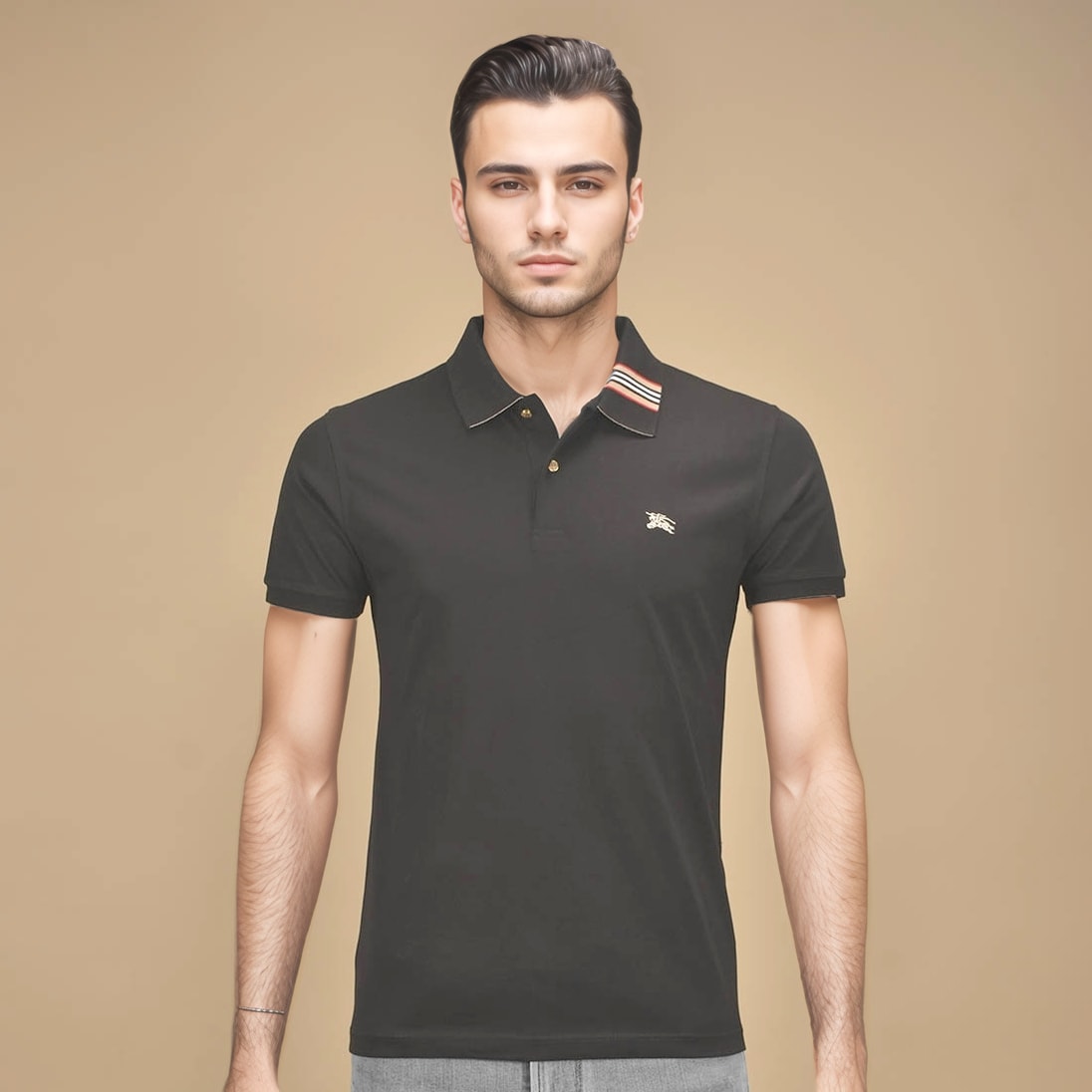Burberry Embroidered logo Black Premium Polo T-shirt-1