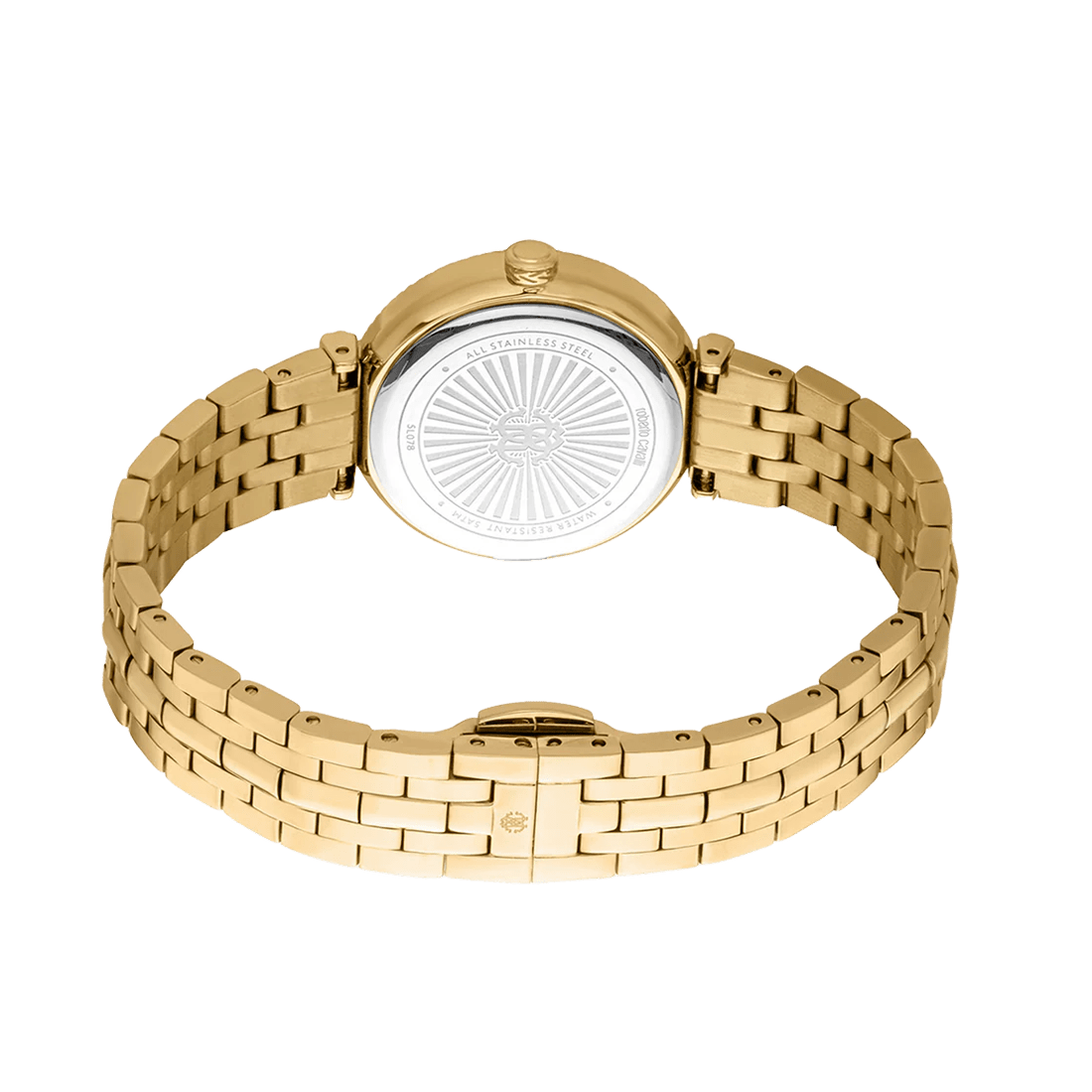 Roberto Cavalli Chiarezza Snake Core Red Dial Gold Steel Strap Watch RC5L078M0035-1